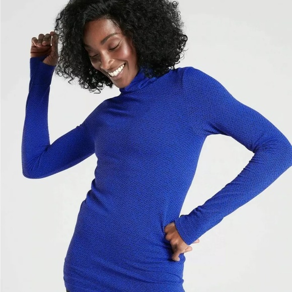 Athleta Tops - Athleta Flurry Peak Turtleneck Tanzanite Blue/Black Size XS